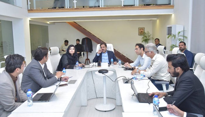 Punjab Minister for Local Government Zeeshan Rafique chairing a meeting on March 30, 2026. — Facebook@zeeshan.rafique1