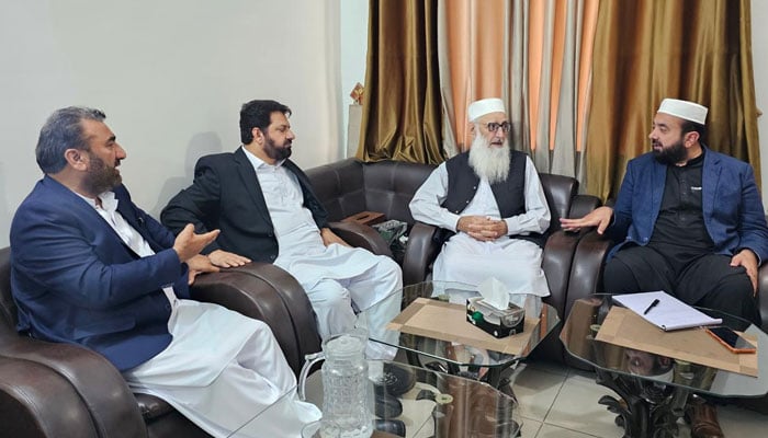 Central Deputy Chief and KP (South) head, Prof Mohammad Ibrahim Khan chairing a meeting on March 31, 2026. — Facebook@ProfMIbrahimKhan