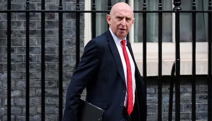 British Defence Secretary John Healey walks outside 10 Downing Street, on the day of a cabinet meeting, in London, Britain, March 17, 2026.—Reuters