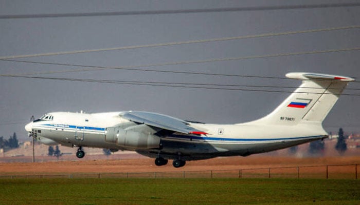 A Russian military Ilyushin Il-76 strategic airlift aircraft takes off from Qamishli International Airport in northeastern Syrias Hasakah province on January 27, 2026. —AFP