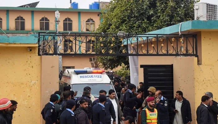 An ambulance evacuates casualties after a deadly explosion at a mosque in Islamabad, February 6, 2026. — AFP
