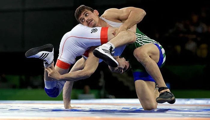 In this representational image Pakistan’s top wrestler Mohammad Bilal can be seen.— AFP/File