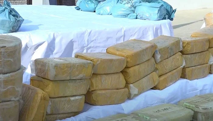 A representational image of seized drugs. — Screengrab via YouTube/@PakistanNavy/File