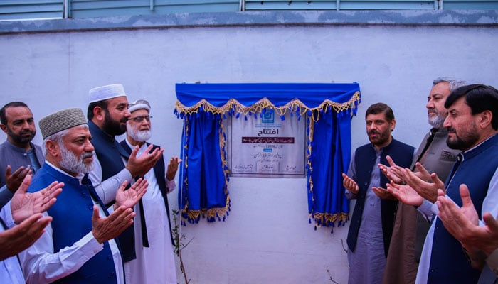 President Alkhidmat Foundation Pakistan, Prof Dr Hafeezur Rehman, inaugurates the new building of Alkhidmat Foundation School Sarki, Charsadda, on April 2, 2026. — Facebook@Alkhidmatfoundationkp