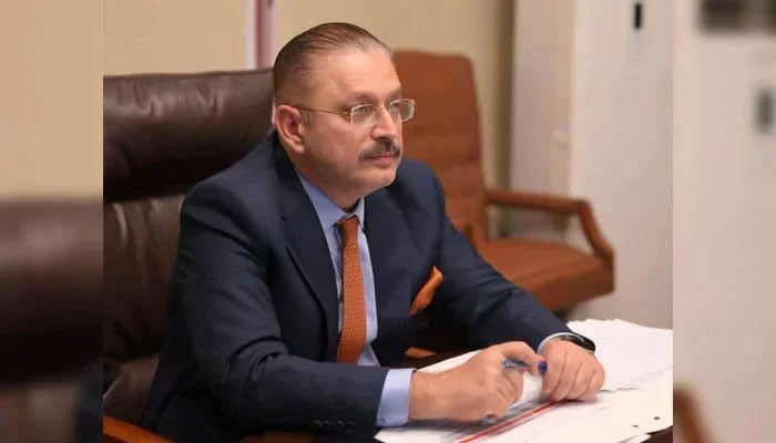 Sindh Senior Minister Sharjeel Inam Memon chairs a meeting at the Sindh Secretariat on February 26, 2025. — Facebook@SharjeelInamMemon63