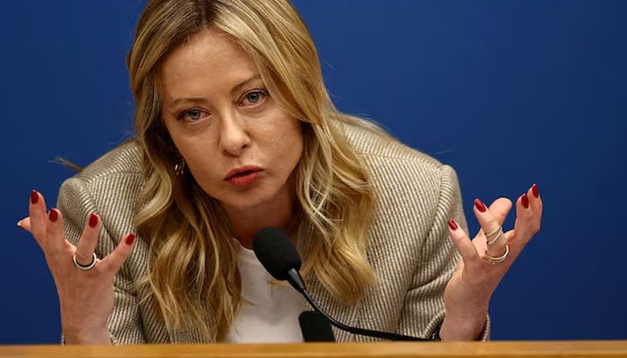 Italys Prime Minister Giorgia Meloni attends her end-of-year press conference in Rome, Italy, January 9, 2026. — Reuters