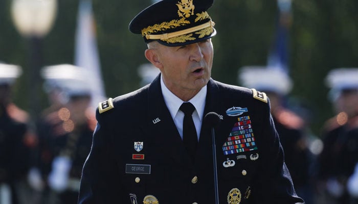 General Randy George, Chief of Staff of the US Army speaks during a ceremony honouring prisoners of war, at the Pentagon in Washington, D.C. US, September 19, 2025.  — Reuters