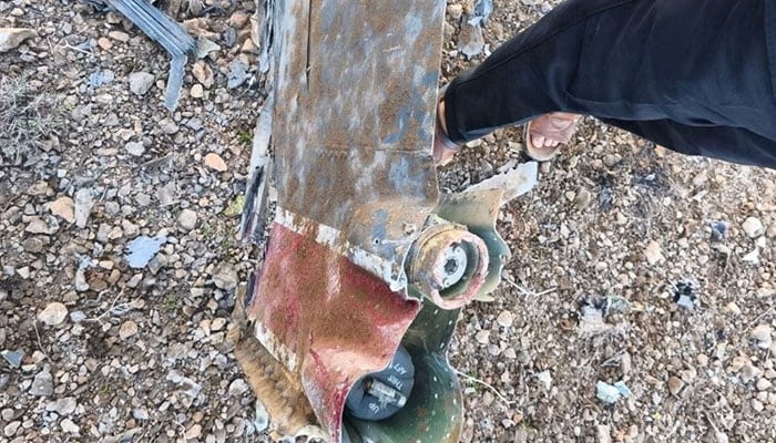 The Iranian state media said to show fragments of a downed US jet in this picture said to be taken in central Iran and released on April 3, 2026.  — Reuters