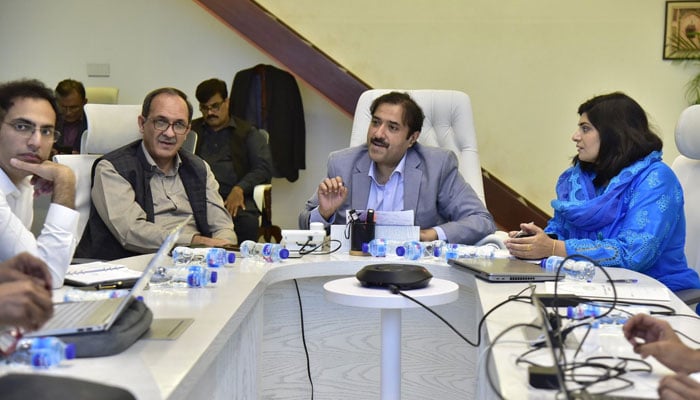 Punjab Minister for Local Government Zeeshan Rafique chairs a meeting on April 4, 2026. — Facebook@MianZeeshanRafiquePMLN