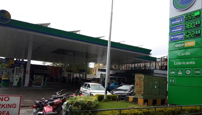 The representational image shows a view of new petrol price on the petrol station in Islamabad on April 4, 2026. — INP