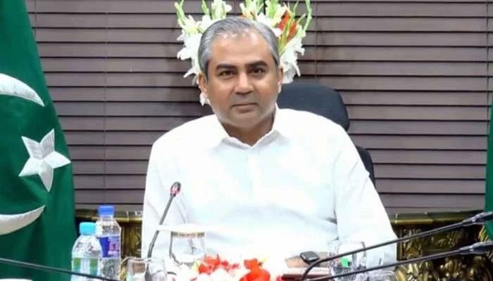 Interior Minister Mohsin Naqvi gestures during a meeting. — APP/File