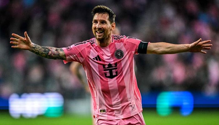 Inter Miamis Argentine forward Lionel Messi celebrates scoring a goal that was disallowed during a Major League Soccer (MLS) regular season football match between Inter Miami CF and Austin FC . —AFP