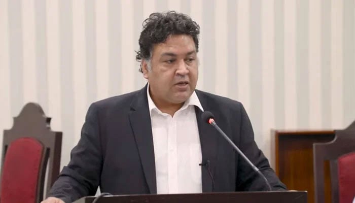 Advocate Supreme Court Faisal Siddiqui speaking at the Quaid-e-Azam University, Islamabad. — Screengrab via YouTube@Geo News/File