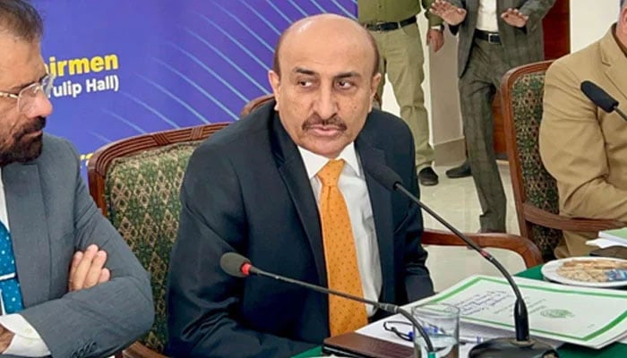 Sindh Minister for Universities and Boards Ismail Rahoo speaks at the meeting of the Inter Board Coordination Commission (IBCC) at a hotel on December 4, 2025. — Facebook@mismailrahoo