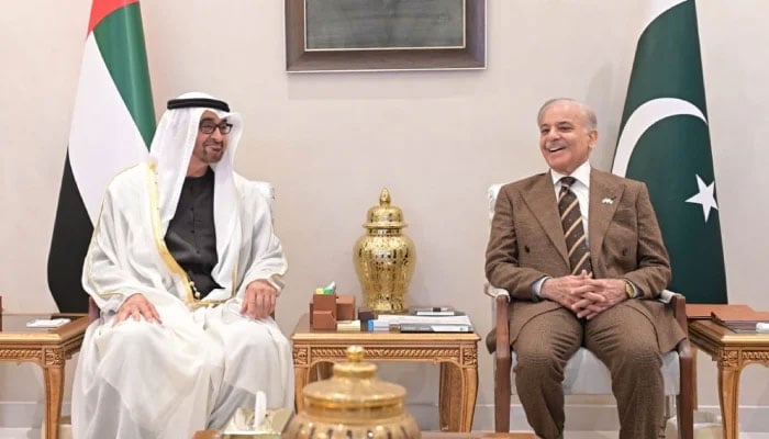 Prime Minister Muhammad Shehbaz Sharif meets UAE President Mohamed bin Zayed al-Nahyan in Islamabad, December 26, 2025. — X/PTV News