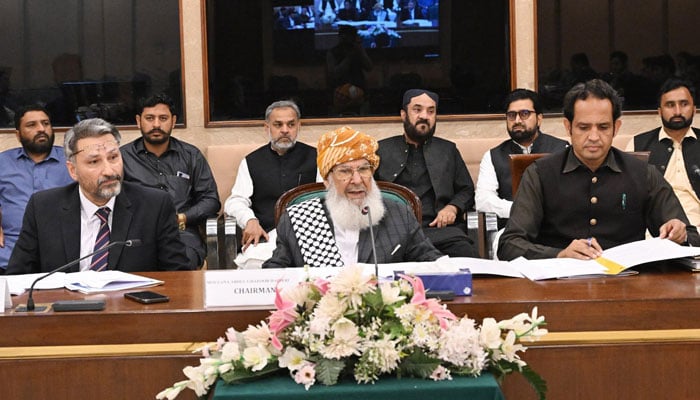 Maulana Abdul Ghafoor Haideri chairing a meeting of the National Assembly’s Standing Committee on Housing and Works on April 7, 2026. — Facebook@NationalAssemblyOfPakistan