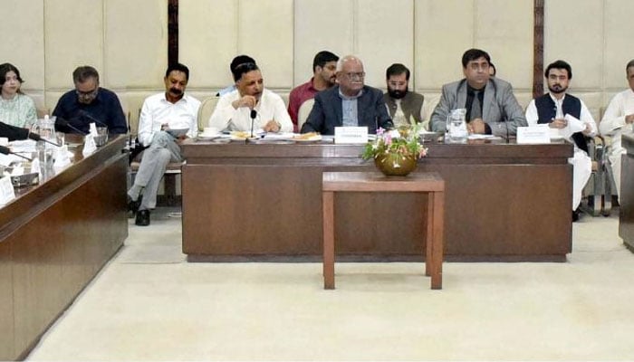 Senator Waqar Mehdi chairing a meeting of the Senate Standing Committee on Rules of Procedure and Privileges on April 7, 2026. — Facebook@Pakistansenate