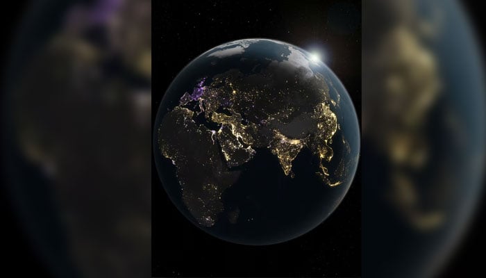 A nighttime view of Earth, derived from satellite images taken daily over the past decade, capturing human activity on the planet through the emissions of artificial light, is seen in this image released on April 8, 2026.—Reuters