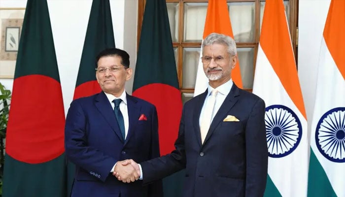 Bangladesh Foreign Minister Dr Khalilur Rahman and Indian Minister for External Affairs Subrahmanyam Jaishankar during a meeting in New Delhi on April 8, 2026. — X@DrSJaishankar