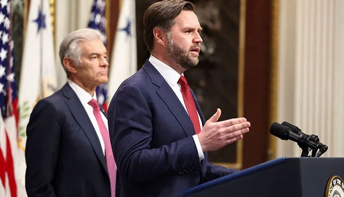 US Vice President JD Vance speaks next to Administrator for the Centers for Medicare & Medicaid Services Mehmet Oz about combating fraud at the Eisenhower Executive Office Building in Washington, D.C., US, February 25, 2026. — Reuters