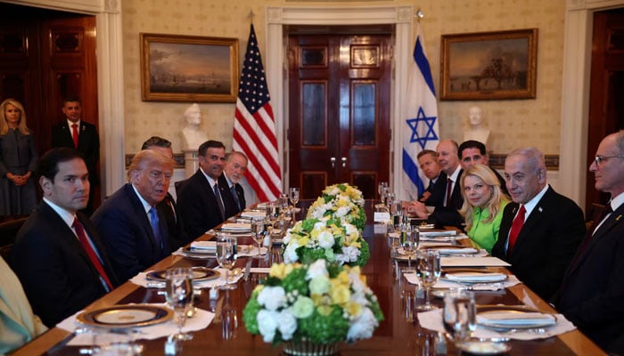 US President Donald Trump meets with Israeli Prime Minister Benjamin Netanyahu at the White House in Washington, DC, US, July 7, 2025.—Reuters