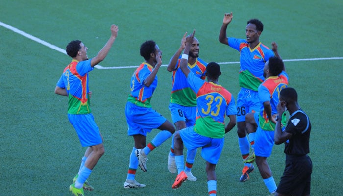 Eritrea players can be seen celebrating. —CAF Africa Cup of Nations/File