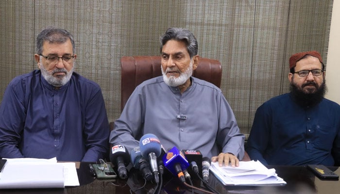 City Council opposition leader Saifuddin Advocate of the Jamaat-e-Islami addressing a press conference on April 9, 2026. — Facebook@SaifuddinAdvocate