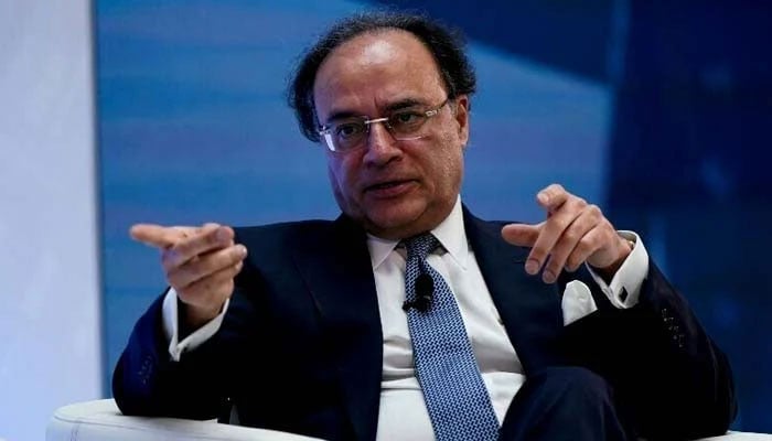 Finance Minister Muhammad Aurangzeb participates in a panel during the 2025 annual IMF/World Bank Spring Meetings in Washington, DC, on April 25, 2025. — Reuters