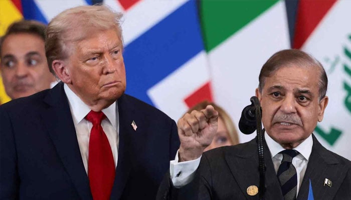US President Donald Trump and Pakistani Prime Minister Shehbaz Sharif attend a world leaders summit in Egypt during October on ending the Gaza war. — Reuters/File