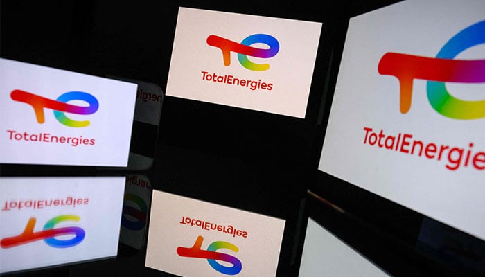 This illustrative photograph shows screens displaying the logo of the French company TotalEnergies, listed on the CAC 40, the main stock market index of the Paris Stock Exchange, in Toulouse on March 31, 2026. — AFP