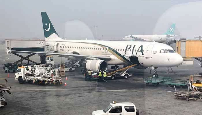 A Pakistan International Airlines (PIA) plane at Allama Iqbal International Airport in Lahore, Pakistan January 29, 2024. — Reuters