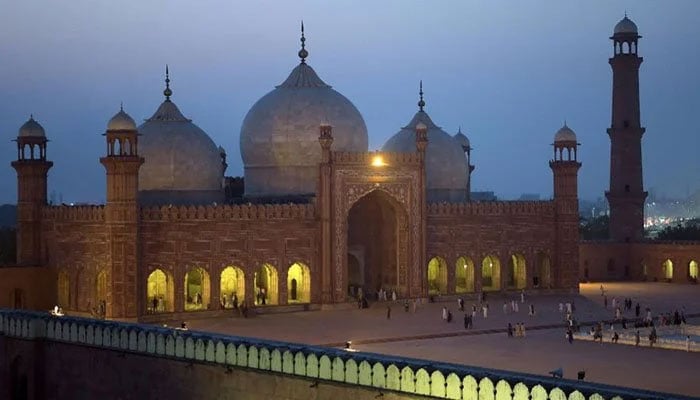 The representational image shows a nighttime view of the Badshahi Mosque in Lahore. — AFP/File