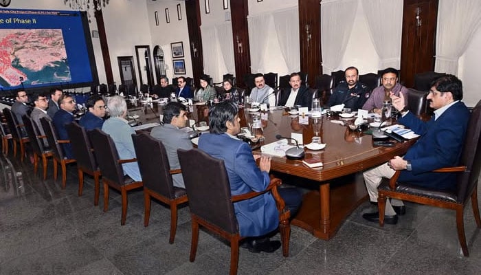 Sindh Chief Minister Syed Murad Ali Shah chairing a meeting  on April 10, 2026. — Facebook@SindhCMHouse