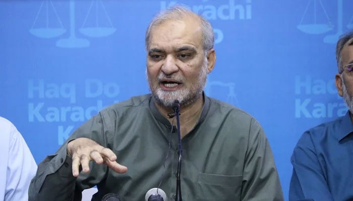 Jamaat-e-Islami Pakistan Emir Hafiz Naeem ur Rehman speaks during a press conference on April 1, 2024. — Facebook/Hafiz Naeem ur Rehman