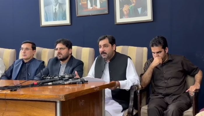 TTAP spokesperson Akhunzada Hussain addressing a press conference on April 3, 2026. — Facebook/akhunzada.h.ahmad/Screengrab