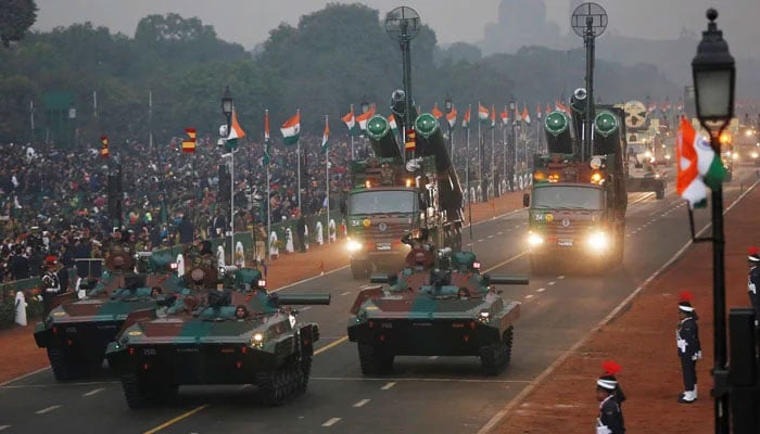 Indian Armys Infantry Combat Vehicles are displayed during the Republic Day parade in New Delhi, India. — Reuters