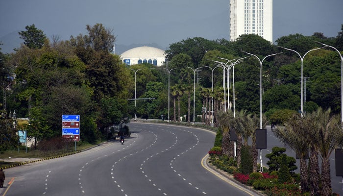 A deserted view of Srinagar Highway in the Federal Capital Islamabad on April 11, 2026. — Online