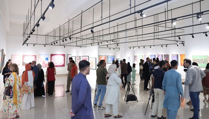 The image shows a glimpse from the n art exhibition titled “Rangon ki Lehr Volume IV” on April 10, 2026. — Facebook@ACPKHI