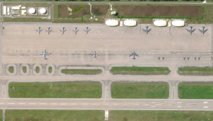 This handout satellite photo from Planet Labs PBC and dated June 16, 2025, shows an overview of the Diego Garcia military base on the Chagos Archipelago. —AFP