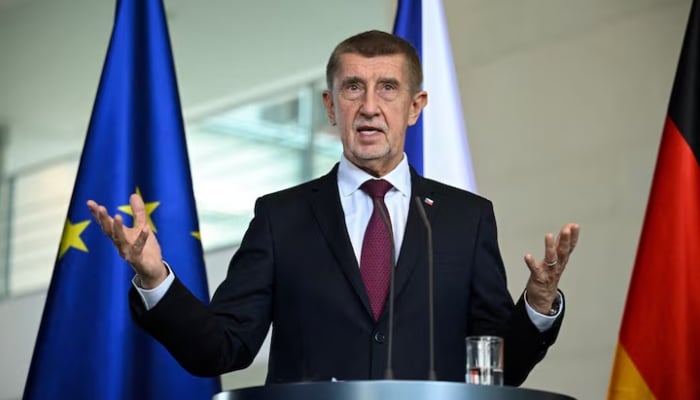 Czech Prime Minister Andrej Babis speaks during a press conference, after bilateral talks with German Chancellor Friedrich Merz, in Berlin, Germany, March 10, 2026.—Reuters