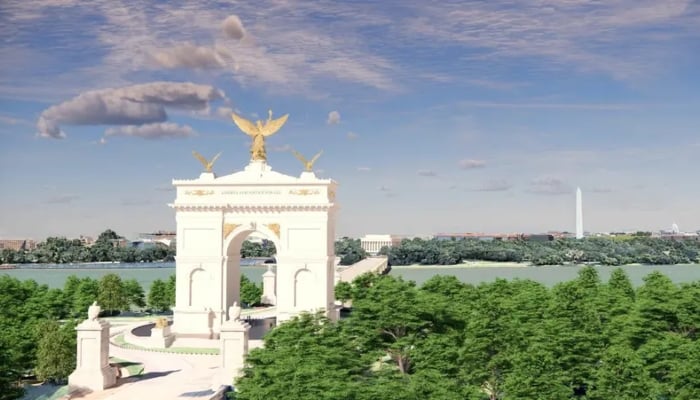 An artists rendering of U.S. President Donald Trumps proposed Independence Arch is seen in this handout obtained on April 10, 2026. —Reuters