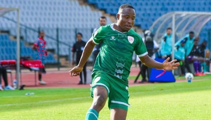 Sekhukhune United football player Shaune Mogaila during a match.—X@SekhukhuneFc/File