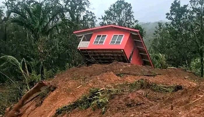 This photo obtained by AFP on April 12, 2026 shows a house damaged by a mud slide at Asiko Village in the Kongara Constituency in Central Bougainville, an autonomous region in Papua New Guinea, due to heavy rains from tropical cyclone Maila. — AFP