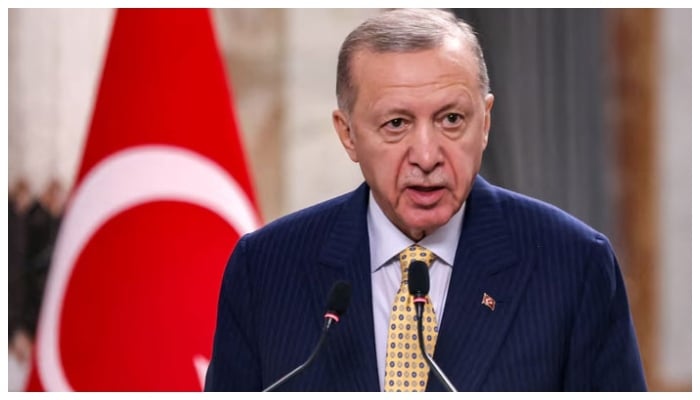 Turkeys President Recep Tayyip Erdogan speaks during a joint statement to the media in Baghdad, Iraq on April 22, 2024. — Reuters