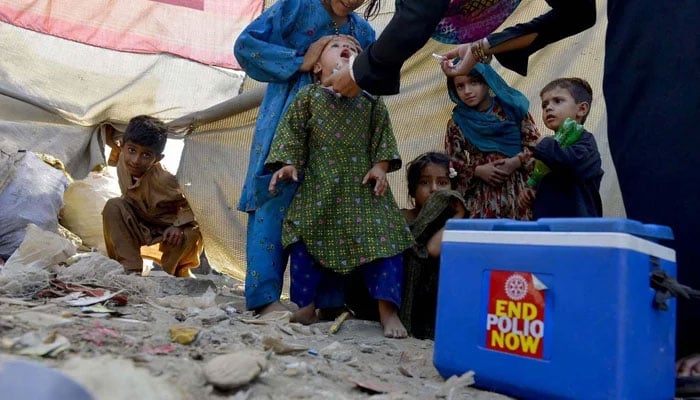 Polio drops being administered to a child in Pakistan. — AFP/File