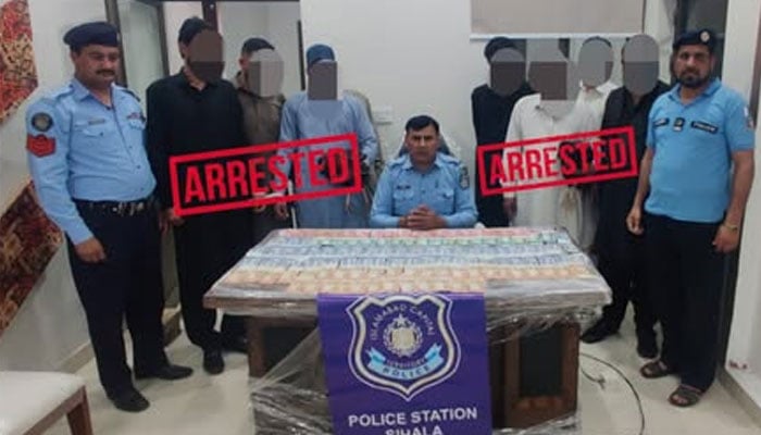 The Sihala police arrest eight gamblers in Islamabad on April 13, 2026. — Facebook@islamabadpolice