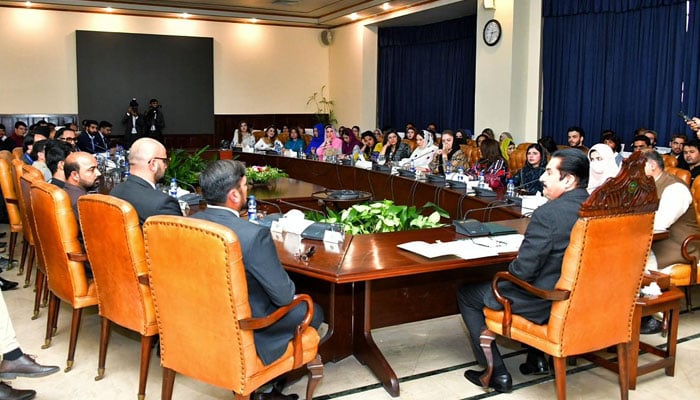 KP Governor Faisal Karim Kundi talking to participants of the 19th National Workshop Balochistan on April 13, 2026. — Facebook@FaisalKarimKundi