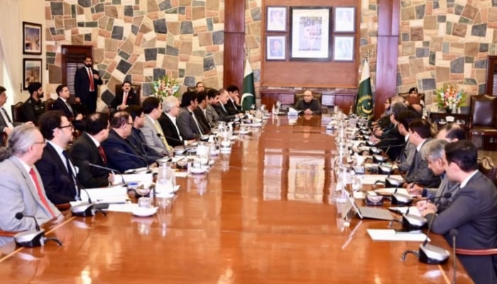 President Asif Ali Zardari  chairing a meeting reviewing progress of Pakistan-China MoUs signed during his recent visits to China at the Chief Minister House.—Instagram@peoplesfriendsforum_