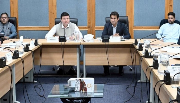 Senator Niaz Ahmed chairman Senate Standing Committee on Problems of Less Developed Areas presiding over the meeting. —Facebook@Pakistansenate