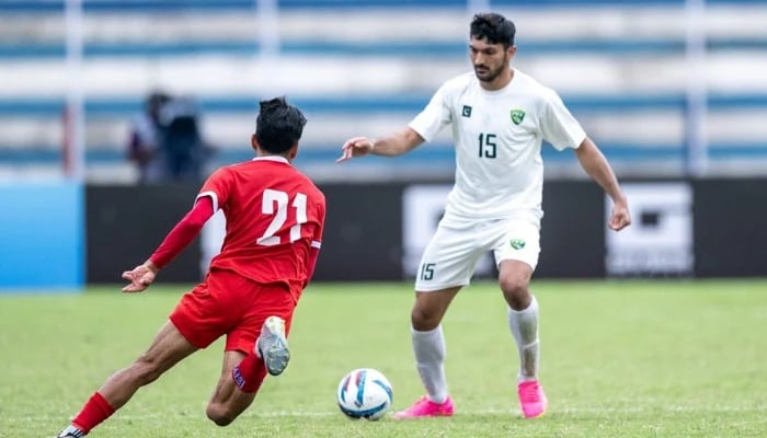 Promising footballer Abdullah Shah in white is seen in action. — Football Pakistan/File